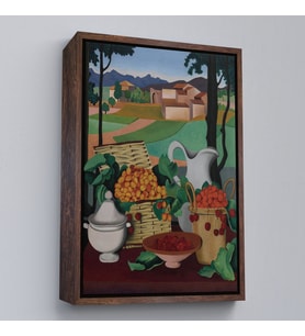 Çerçeveli Auguste Herbin - Kirazlar Tablosu - Cherries (Beyaz)