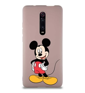 Xiaomi Redmi K20 Pro Soft Premier Kapak Mickey Mouse-E Tasarımlı Silikon Kılıf - Pudra (Şeffaf)