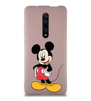 Xiaomi Redmi K20 Pro Soft Premier Kapak Mickey Mouse-E Tasarımlı Silikon Kılıf - Pudra (Şeffaf)