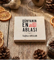 Kişiye Özel Ablaya Hediye Bardak Altlığı Doğum Günü Hediyesi (Krem)