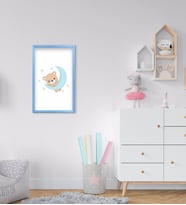 BK Home Sevimli Ayıcık Tasarımlı Dekoratif Mavi Ahşap Çerçeveli Çocuk Odası Tablo-3