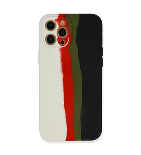 Apple İphone 12 Pro Kılıf Ebruli Lansman Silikon - Beyaz-siyah