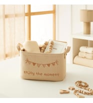 Ocean Home Textile Çocuk Odası Jüt Keten Kumaş Sepet 30 x 21 x 18 cm