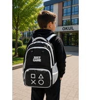 Just Game 3'lü Erkek Çocuk Okul Çantası Seti Oyun Konsolu Desenli Suya Dayanıklı