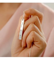 Kişiye Özel Dikey Plaka İsim Parmak İzi Kolye 925K Gümüş