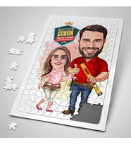 Mimar Baba ve Kızı Karikatürlü Puzzle