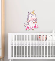 BK Gift Kişiye Özel Unicorn Tasarımlı Çocuk Odası Ahşap Duvar Süsü-2 (Beyaz)