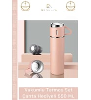 #ÇelikTermos Paslanmaz Çelik Vakumlu Isı Koruyan Kamp Outdoor Bardaklı Termos Set Çanta Hediyeli 550