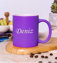 Kişiye Özel Yazılı & Renkli Kupa Bardak, 14 Farklı Renk Seçeneği (Mor)