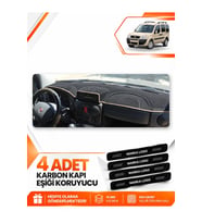FİAT DOBLO AİRBAGLİ KÜÇÜK EKRAN (2007-2015) Uyumlu Ön Torpido Koruma Kılıfı Halısı - Siyah Bej