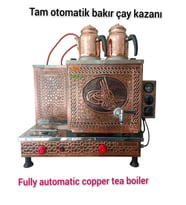2 Demlikli Bakır tam otomatik çay ocağı Çay kazanı Osmanlı Tuğra model çay makinesi Elektrik + Tüplü Çay Semaveri