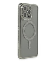 Pilelistore   iPhone 15 Pro Kılıf Joke Simli Magneticsafe Kılıf - Gri