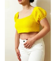 Kadın Yazlık El Yapımı Crop Bluz (Sarı)
