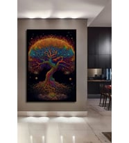 Çerçeve Görünümlü Dekoratif Ahşap Kare Büyülü Ağaç Tablosu Ev/Ofis/İşyeri/Salon/Mutfak/Banyo Tablo