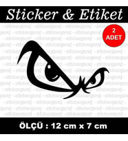 kızgın göz etiket sticker - 2 adet çıkartma araba motosiklet kask atv tablet pc buzdolabı otomobil bilgisayar uyumlu