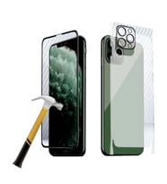 iPhone 12 Pro Uyumlu Ön-Arka-Kamera Set Matte Full Body 3in1 Nano Ekran Koruyucu (Siyah)