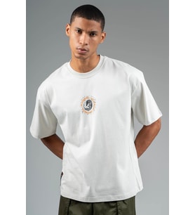 Maraton Oversize Erkek Bisiklet Yaka Gümüş Gri T-shirt