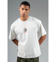 Maraton Oversize Erkek Bisiklet Yaka Gümüş Gri T-shirt