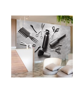 Dreamwall 3D Kuaför Malzemeleri Desenli Isı Ve Ses Yalıtımlı Sağlıklı Tekstil Duvar Kağıdı (Gri)