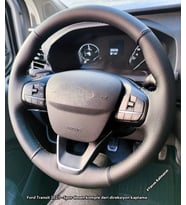 Ford Focus 4 Araca Özel Direksiyon Kılıfı NOKTALI DÜZ DERİ SİYAH İPLİ