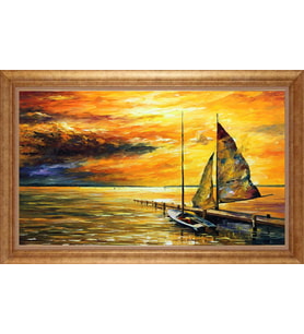 Çerçeveli Paspartulu Manzara Tablo bm1079 (Gold)
