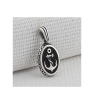 Oval Çapa Motifli 925 Ayar Gümüş Kolye Ucu
