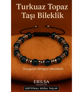 Sertifikalı Turkuaz Topaz Taşı Bileklik 8x8 mm – Duygusal Denge ve Huzur Taşı (Çok Renkli)
