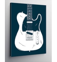 Kanvas Tablo Beyaz Lacivert Telecaster