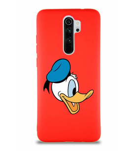 Xiaomi Redmi Note 8 Pro Soft Premier Kapak Donald Duck-F Tasarımlı Silikon Kılıf - Kırmızı (Şeffaf)