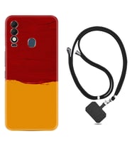 Tecno Spark 8T Kılıf Silikon Boyun Askılı İpli Desenli Silikon Sarı Kırmızı Boya 1708