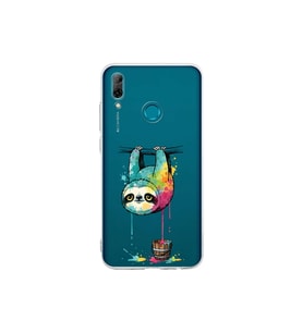 Huawei P Smart 2019 ile Uyumlu Splash Tembel Hayvan Tasarımlı Şeffaf Silikon Kılıf
