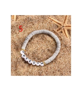 Freedom Yazı Detaylı Çok Şık Polimer Kil Bileklik  Handmade