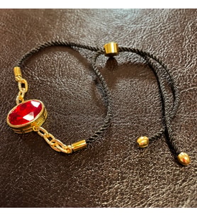 THİNBLACK İP BİLEKLİK ALTIN KAPLAMA KIRMIZI  ALEKSANDRA TAŞLI BİLEKLİK