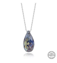 Crystal Taşlı Drop Kesim  925 Ayar Gümüş Kolye