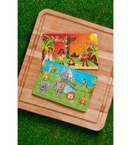 Okul Öncesi Başlangıç Yapboz  Kızılderili Ve Safari Ahşap Puzzle Set