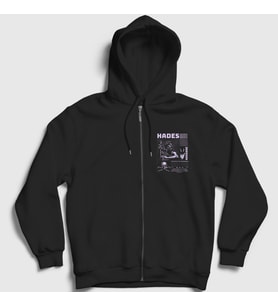Presmono Unisex Siyah Master Of The Underworld Hades Fermuarlı Kapüşonlu Sweatshirt 486157tt