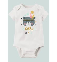 Unisex Bebek Beyaz Organik Baskılı Pamuklu Body