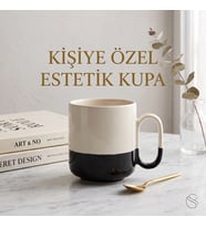 Kişiye Özel Estetik Kupa Çift Renkli (Siyah-Beyaz) Tasarım Seramik Bardak
