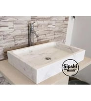 Sipahi Marble Grili Beyaz Mermer Dikdörtgen Lavabo