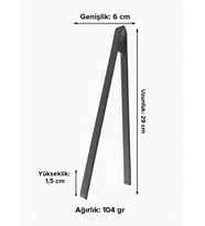 Maşa - Mutfak Kullanımı İçin, Kaymaz, ve Isıya Dayanıklı (Siyah)