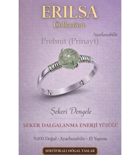 Sertifikalı Şeker Dalgalanma Enerji Yüzüğü – Prehnit Ayarlamalı İnce Kasa Boğa Başak Yengeç Burcu (Çok Renkli)