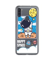 Samsung Galaxy M21 Uyumlu Astronot Desenli Şeffaf Telefon Kılıfı