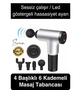 4 Başlıklı Titreşimli Yoğurmalı 6 Fonksiyonlu Masaj Aleti Tabancası Darbeli Sporcu Kas Rahatlatıcı