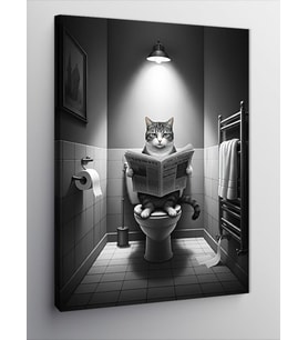 Kanvas Tablo Gazete Okuyan Kedi