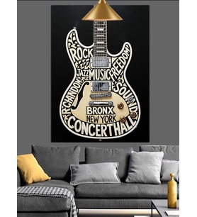 Klasik gitar soyut çizim Dekoratif Kanvas - Mdf Ahşap Tablo