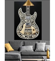 Klasik gitar soyut çizim Dekoratif Kanvas - Mdf Ahşap Tablo