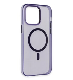 Newface Apple iPhone 14 Pro Max Kılıf Tron Şeffaf Magsafe Kapak - Derin Mor