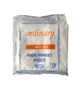 Ordinary Beyaz Market Poşeti Torbası - Hışır Atlet Poşet - Orta Boy - 26 x 50 Cm. - 1 Kg.