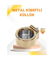 Modern Çakmaklı Metal Küllük, Yeniden Doldurulabilir, Şık ve Kullanışlı