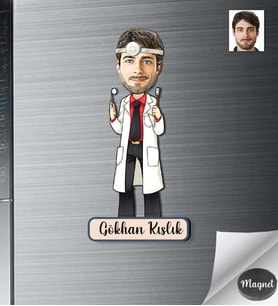 Kişiye Özel Dişci Doktor Erkek Ahşap Magnet -1